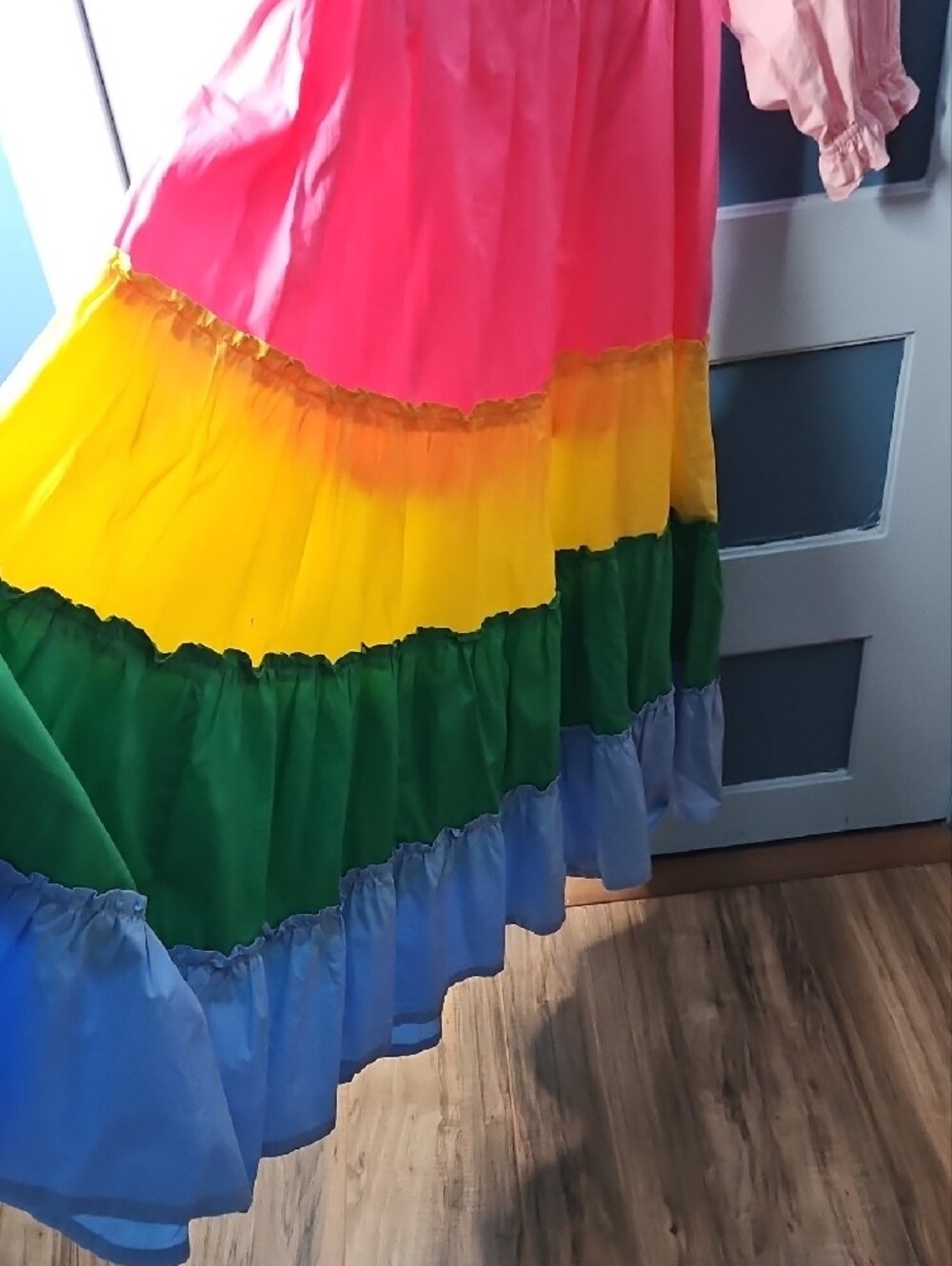 Crown & Ivy Colorblock Tiered Dress - Pink, Yellow, Green, Blue Plus Size 2X - Picture 5 of 11
